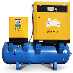 Компрессорное оборудование — Компрессор винтовой 
ВК 11 с осушителем, на ресивере — фото